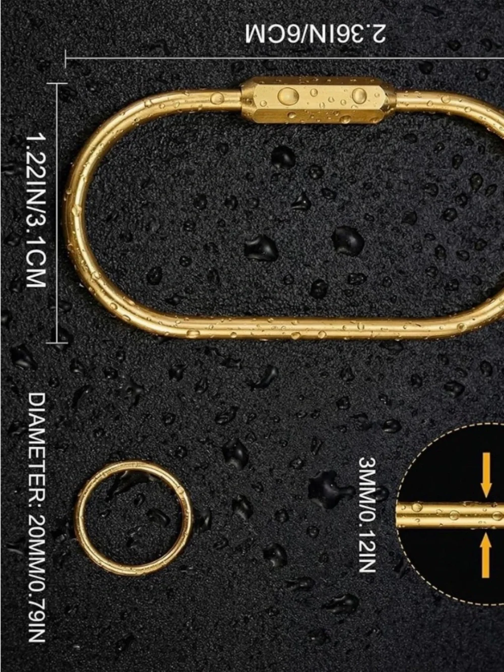 NIP Tiezzi 8-Pack Gold Brass Screw Lock Key Rings & 10 O-Rings Set